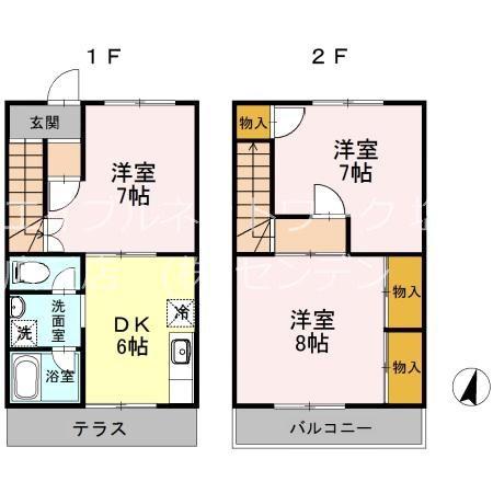 パルデンス桔梗A(3DK/1階)の間取り写真