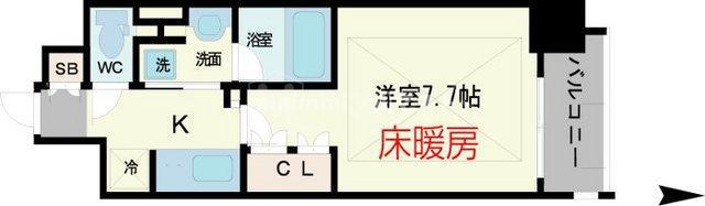 アーバネックス心斎橋(1K/13階)の間取り写真