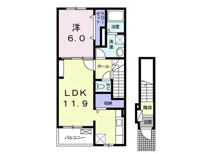 アンジュクレール(1LDK/2階)の間取り写真