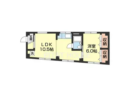 ロイヤルミント西高松(1LDK/3階)の間取り写真
