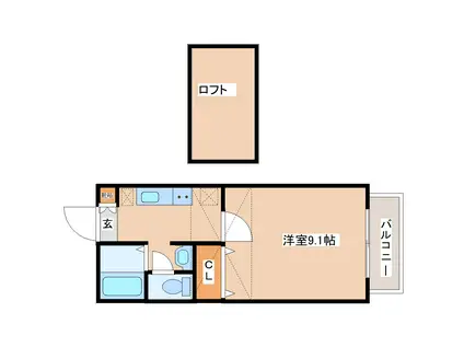 ソレアードK(1K/1階)の間取り写真