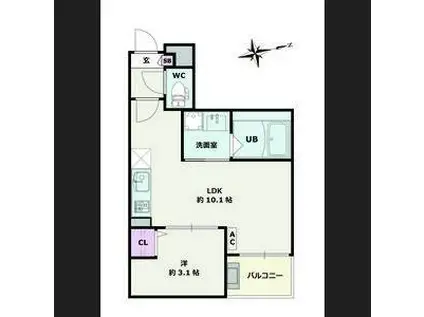 JACK FUNAMACHI II(1LDK/1階)の間取り写真