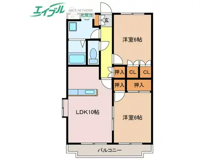 エスポワールM(2LDK/3階)の間取り写真