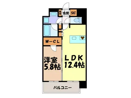 ザ・パークハビオ新栄(1LDK/5階)の間取り写真