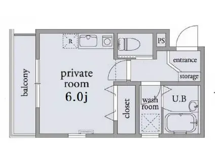 アーベインテラス舟渡(ワンルーム/2階)の間取り写真