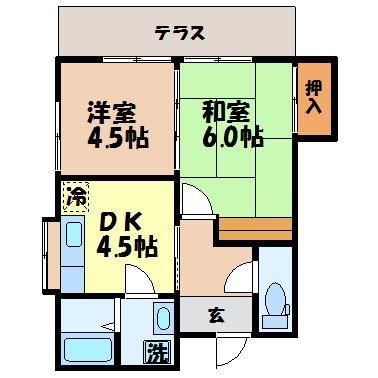 サンパレス三原(2DK/2階)の間取り写真