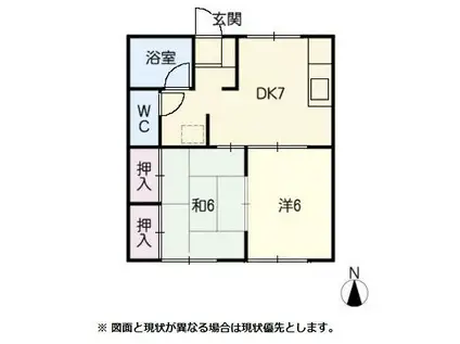 ハラマキハイツF棟(2DK/1階)の間取り写真