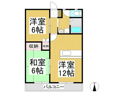 ハーベスト殿城A棟(2LDK/1階)の間取り写真