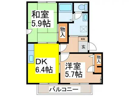 サンライズ21 A(2DK/1階)の間取り写真