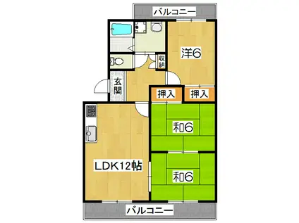 ファレノ日野(3LDK/3階)の間取り写真