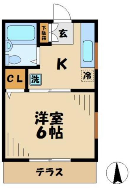 カサブランカ2(1K/1階)の間取り写真