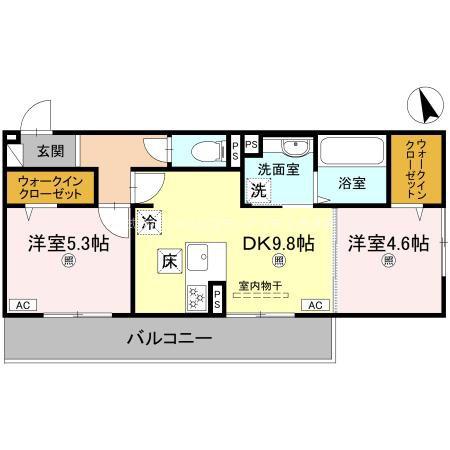 エレガンス ビュー(2DK/1階)の間取り写真