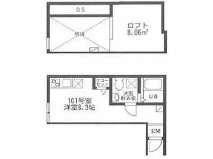 プレミアムコート井土ヶ谷(ワンルーム/1階)の間取り写真