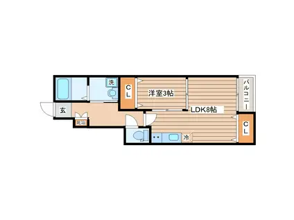 ハリースローリー(1LDK/1階)の間取り写真