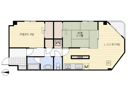 エマーレ与野本町(2LDK/2階)の間取り写真