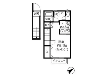 グリーンコート小石川(1K/2階)の間取り写真