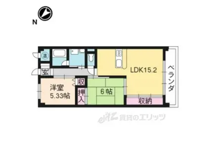 ラ・ルーチェ キタガワ(2LDK/4階)の間取り写真