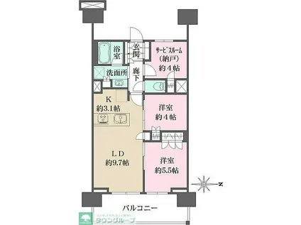ザ・パークハウス亀戸九丁目(2SLDK/12階)の間取り写真