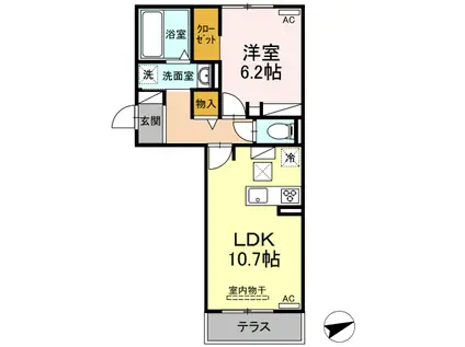 グランヴェルジェ芦原(1LDK/3階)の間取り写真
