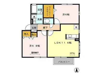 エクレーレA(2LDK/2階)の間取り写真