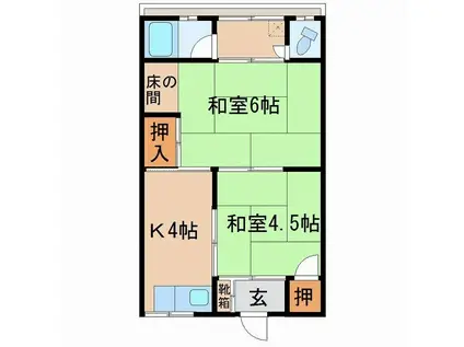 コーポ湊II(2DK/3階)の間取り写真