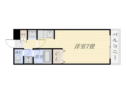 ビバリーズ21 B棟(ワンルーム/1階)の間取り写真