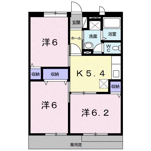 メゾンラフィネB(3K/1階)の間取り写真