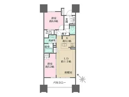 ザ・パークハウス名古屋(3LDK/5階)の間取り写真