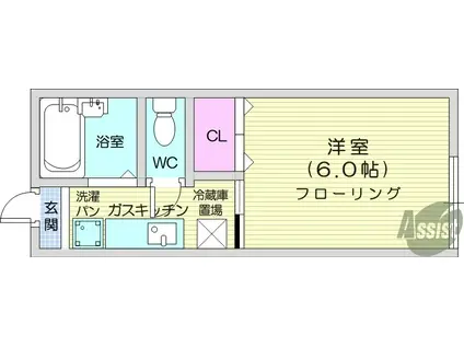 ベネッセ滝道(1K/2階)の間取り写真