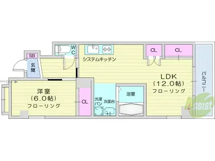 フェニックス福室(1LDK/3階)の間取り写真