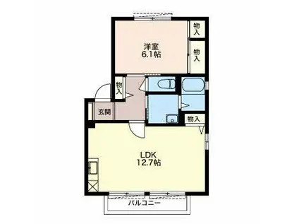 グランドールAKI B(1LDK/1階)の間取り写真