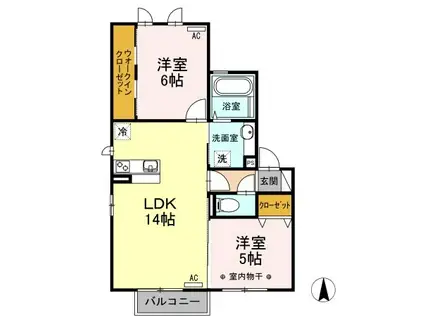 タイニーベル A(2LDK/2階)の間取り写真