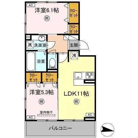 コートドール7(2LDK/3階)の間取り写真
