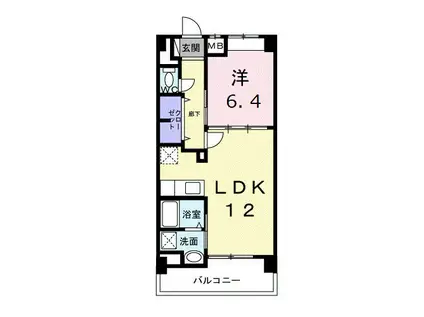 リュミエール宮里(1LDK/1階)の間取り写真