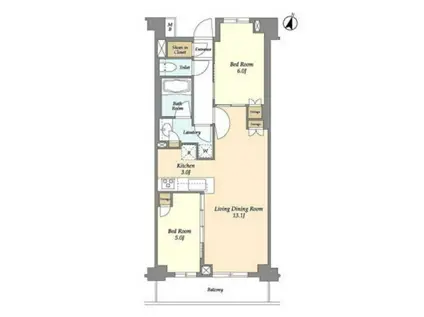 ブレス中野弥生町(2LDK/2階)の間取り写真