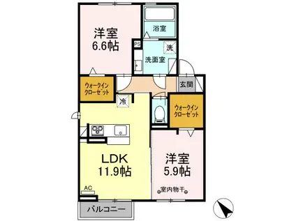 ファミール高雄(2LDK/2階)の間取り写真