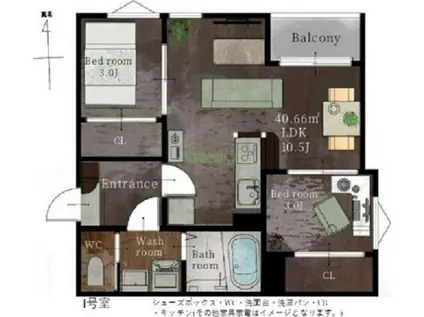 REGALEST長町一丁目NA(2LDK/3階)の間取り写真