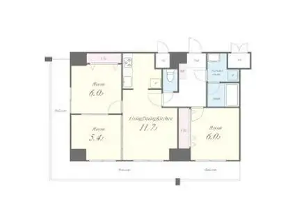 トレヴァンス梅田(3LDK/10階)の間取り写真