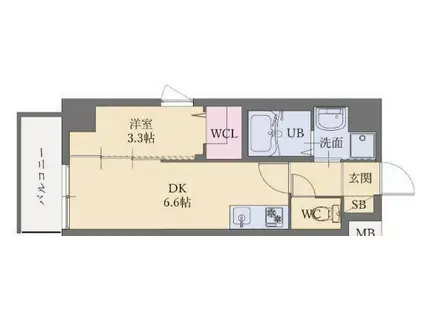 ライフフィールド諸岡II(1DK/5階)の間取り写真