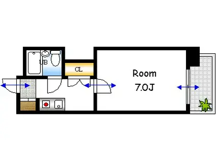 エイトバレー河原町(1K/10階)の間取り写真