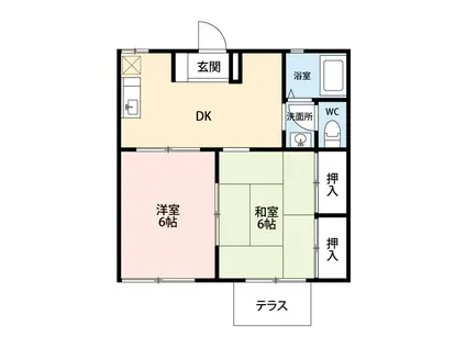 ジュネスM.O(2DK/1階)の間取り写真