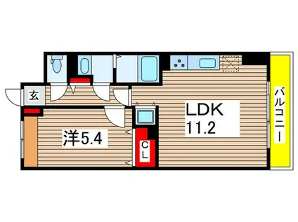 ウィルテラス千葉中央(1LDK/9階)の間取り写真