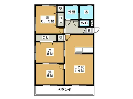 エボルシオン(3LDK/2階)の間取り写真