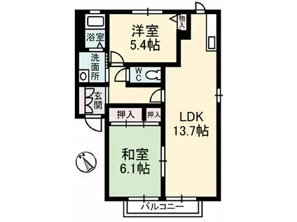 エモーションC棟(2LDK/1階)の間取り写真