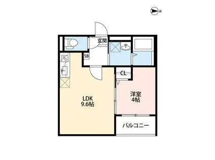 ハルカス今川(1LDK/2階)の間取り写真