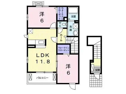 レスポールB(2LDK/2階)の間取り写真