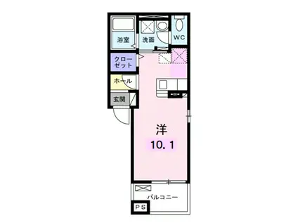 M グレインV(ワンルーム/2階)の間取り写真