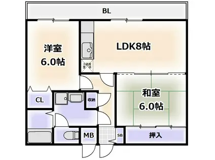ラーク山坂(2LDK/5階)の間取り写真