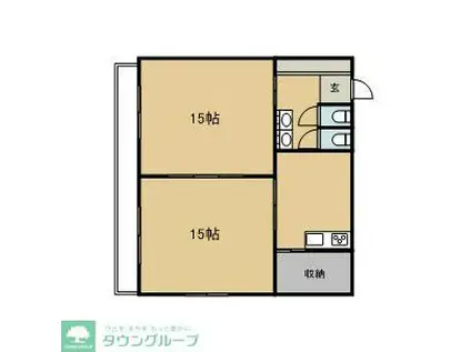 栄光ビル(2LDK/1階)の間取り写真