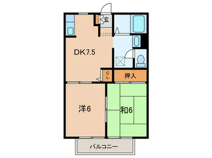 ディアス花森(2DK/1階)の間取り写真